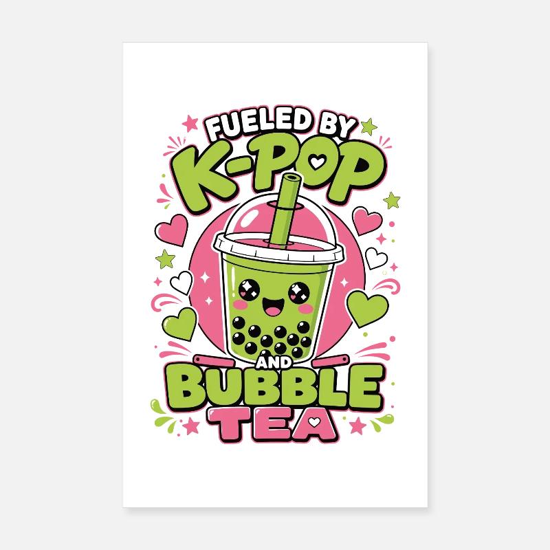 K-Pop Bubble Tea Boba Kawaii Shirt Poster 8" x 12" (20x30 cm)