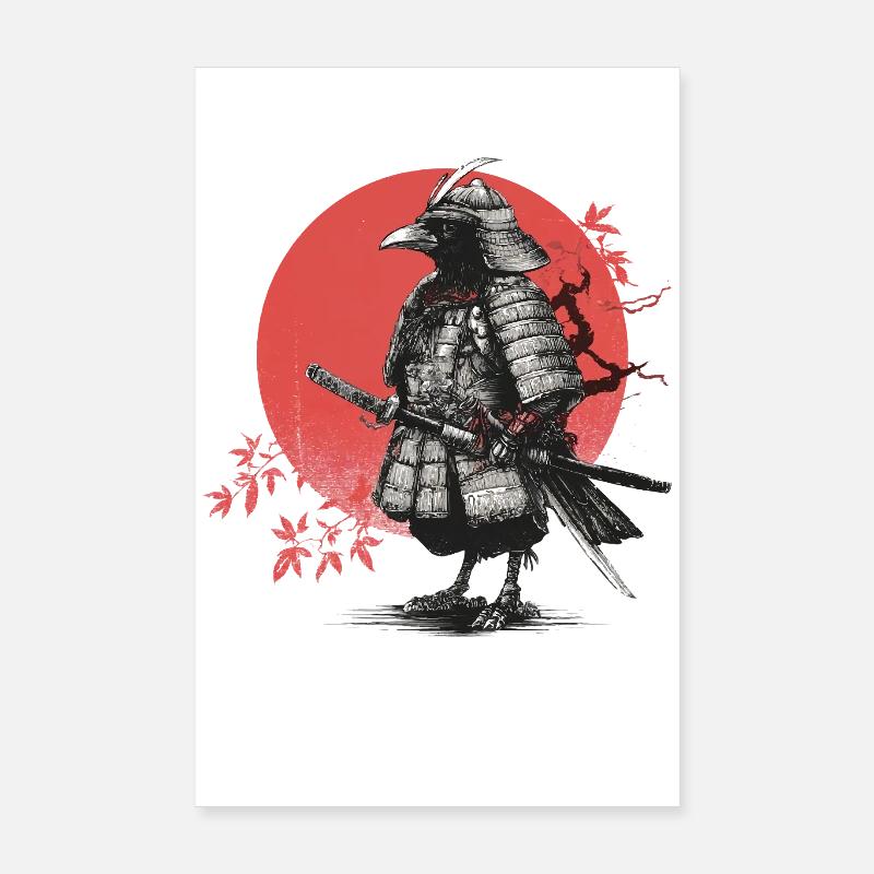 Samurai Crow in Armor Poster 8" x 12" (20x30 cm)