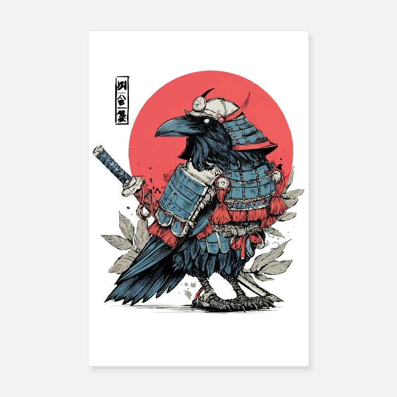 Armure de corbeau samouraï cramoisi Poster 20 x 30 cm