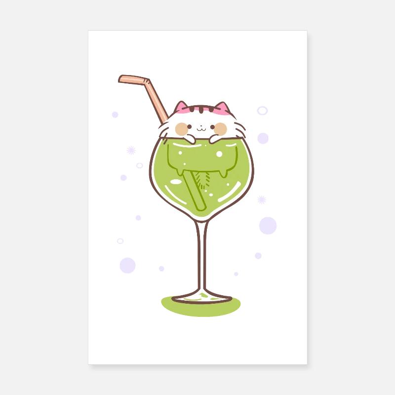 Gin katze ginglass mietze trinken feiern party Poster 20x30 cm