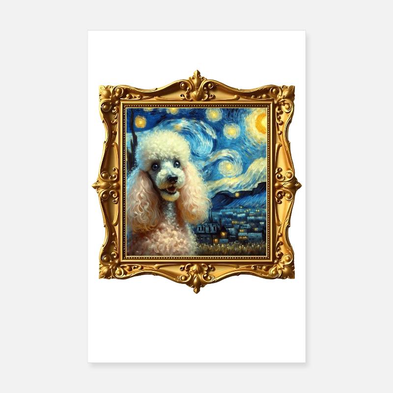 Poodle Starry Night Poster 8" x 12" (20x30 cm)