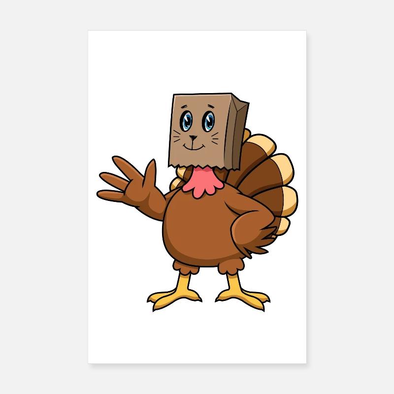 Graphique de Thanksgiving de Miaou Miaou Dinde Chat Poster 20 x 30 cm