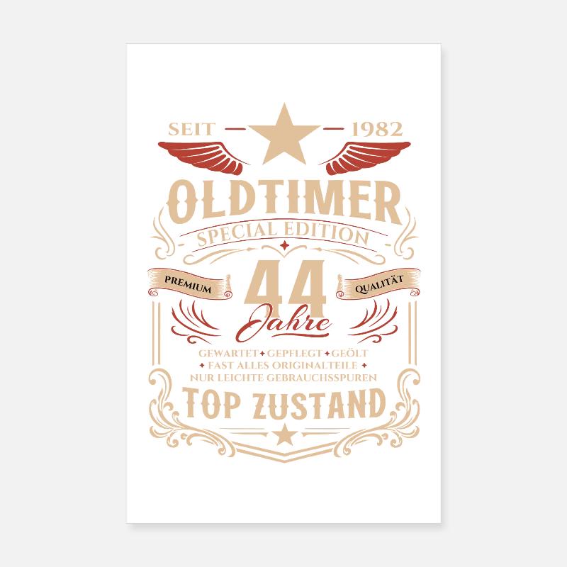 44. Geburtstag Geschenk Mann Oldtimer Vintage 1982 Poster 20x30 cm