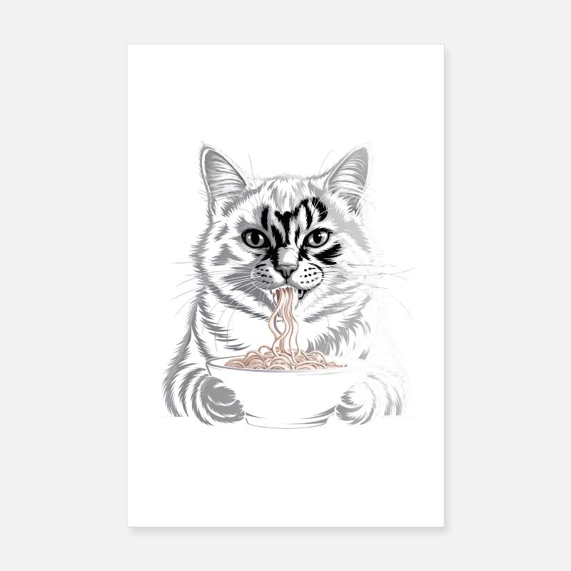 Katze isst Ramen Poster 20x30 cm
