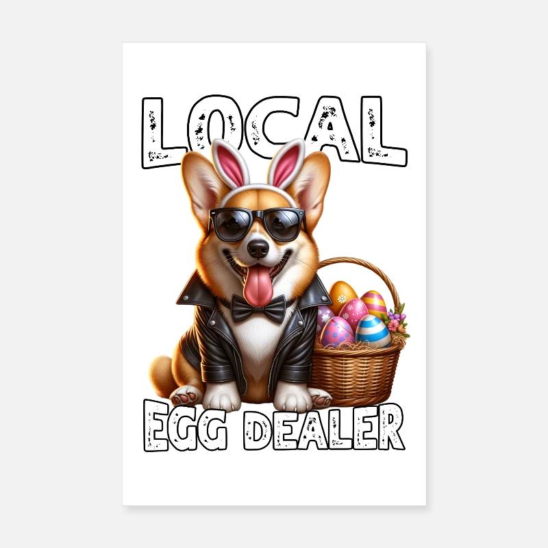 Marchand d’œufs de Corgi de Pâques Poster 20 x 30 cm