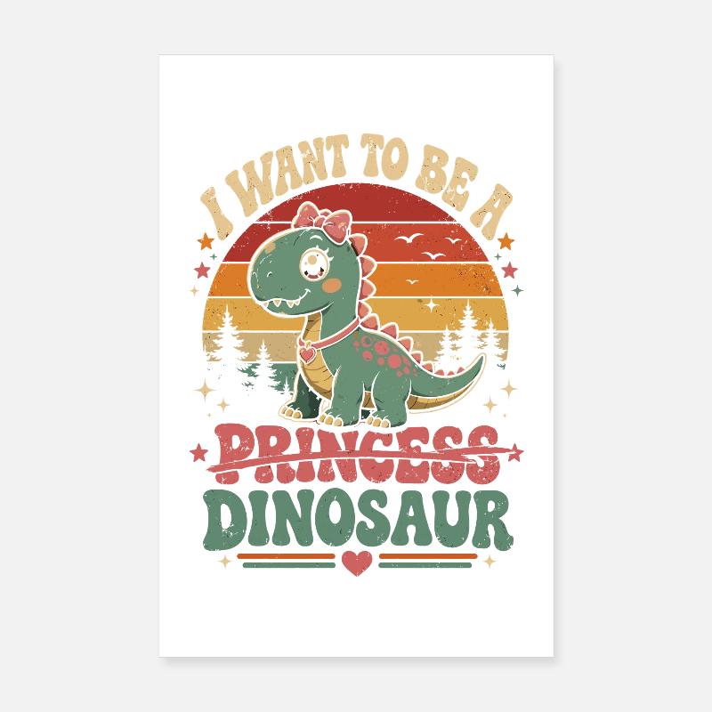 Princesse Dino Retrocoucher Poster 20 x 30 cm