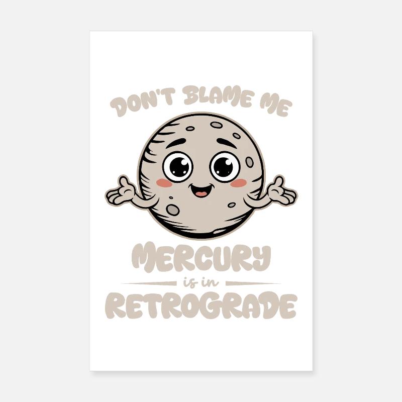 Mercury Retrograde Cute Moon Tee Poster 8" x 12" (20x30 cm)