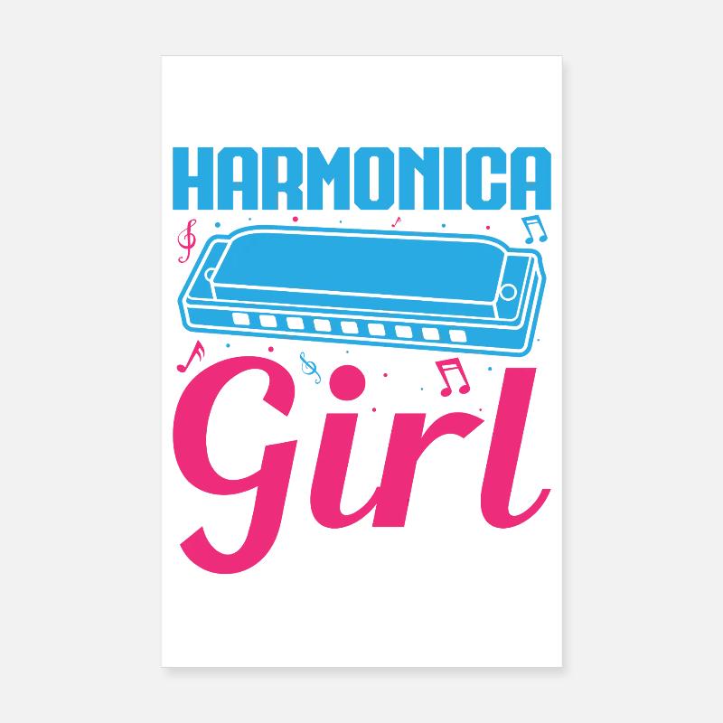 Harmonica Drôle Fille Harmonica Poster 20 x 30 cm