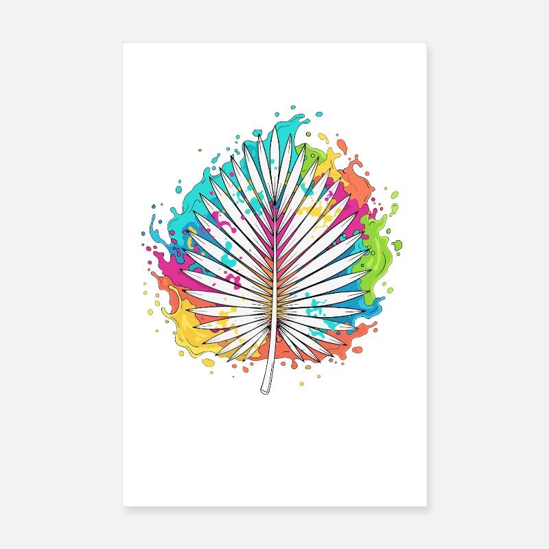 Explosion colorée de couleurs d’éventail de paume Poster 20 x 30 cm