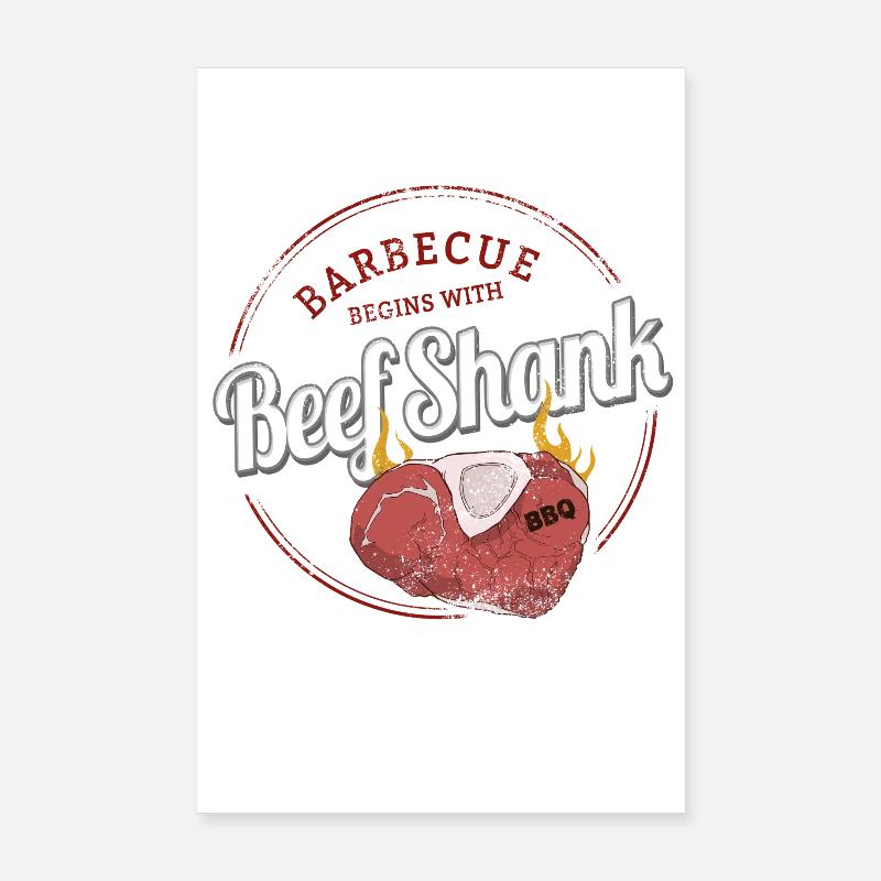Barbecue en jarret de bœuf Beef Knuckle Vintage BBQ Design Poster 20 x 30 cm