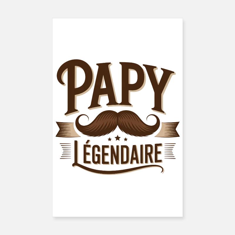 Opa Legendärer Schnurrbart - Poster 20x30 cm - Weiß
