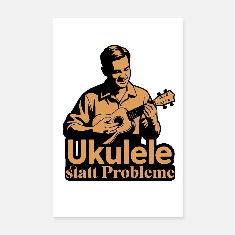Ukulélé au lieu de problèmes, drôle de disant de ukulélé Poster 20 x 30 cm