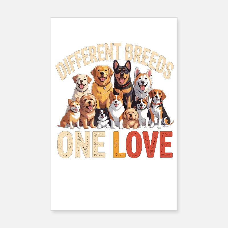 Races différentes : Un aime les chiens Poster 20 x 30 cm