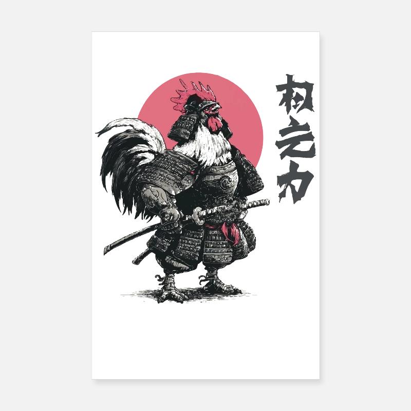 Rooster Samurai Armor Print Poster 8" x 12" (20x30 cm)