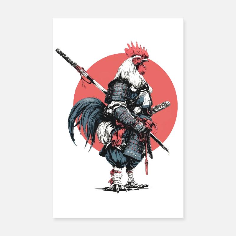 Rooster Samurai in Armor Poster 8" x 12" (20x30 cm)