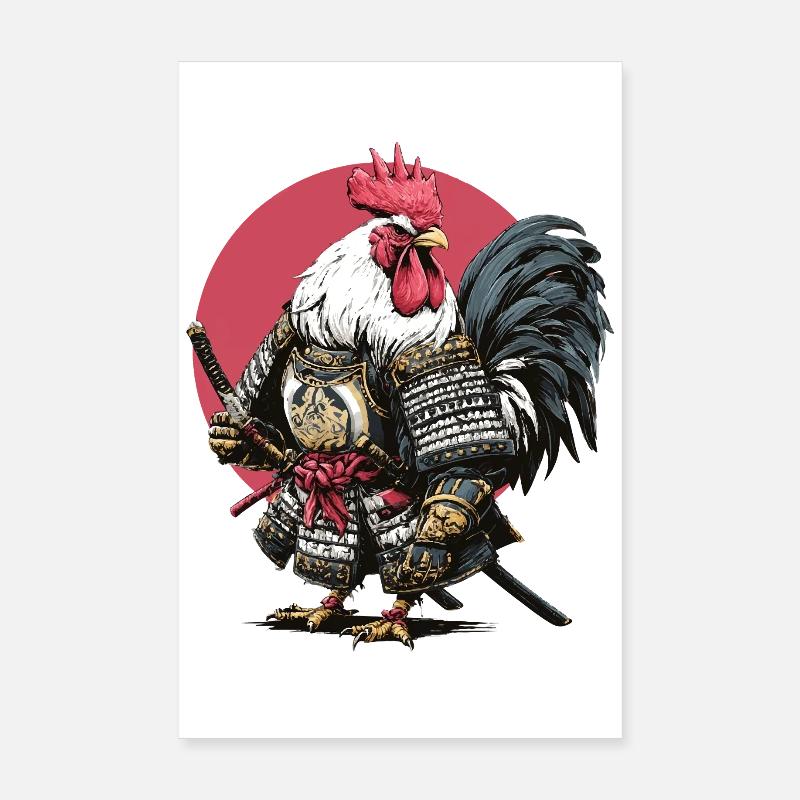 Hahn-Samurai-Rüstung Poster 20x30 cm