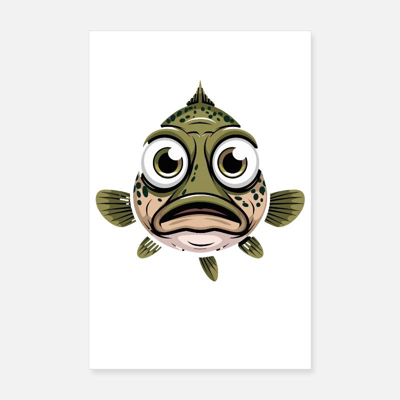Funny Fish With Big Eyes Cartoon Fish Poster 8" x 12" (20x30 cm)