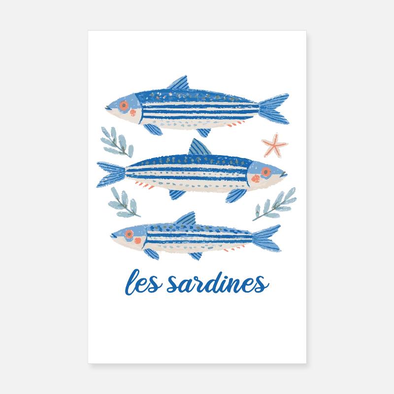 Les Sardines: mediterranes Fisch Design Poster 20x30 cm