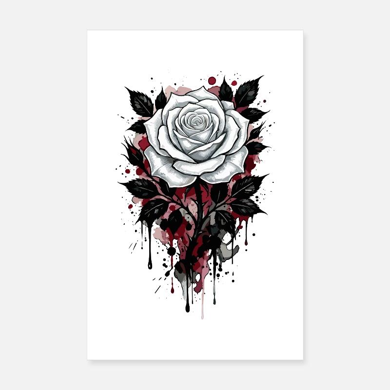 Rose, Rose Blanche, Rose et Fleurs Poster 20 x 30 cm