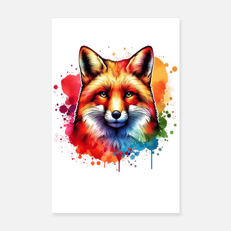 Red Fox Fox Motif Poster 8" x 12" (20x30 cm)