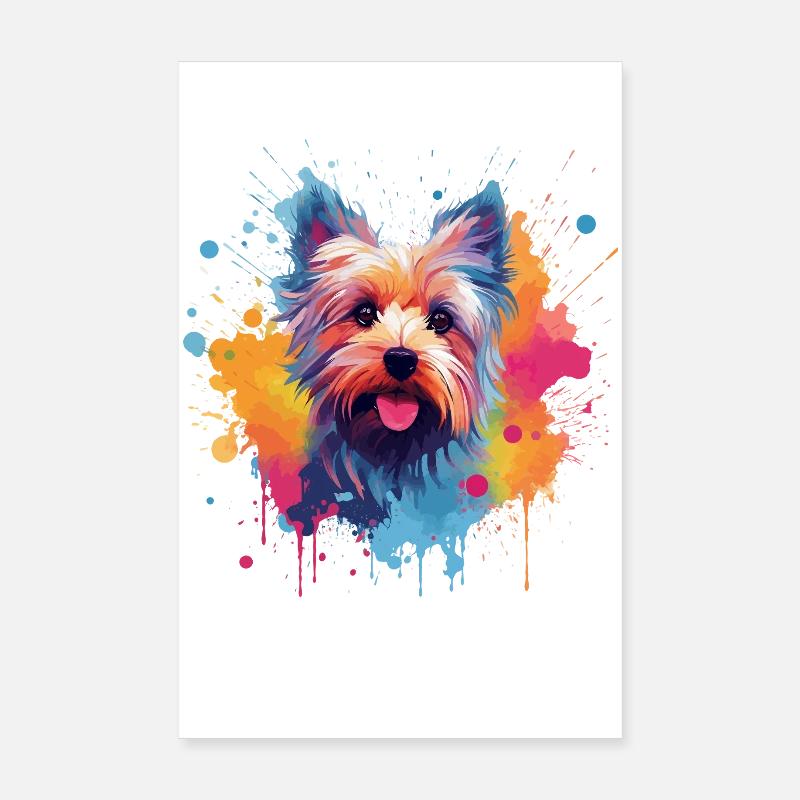 Yorkshire Terrier Bunte Hunde-Splash-Art Poster 20x30 cm