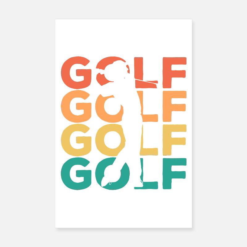 Rainbow Golf Swing Silhouette Poster 20x30 cm