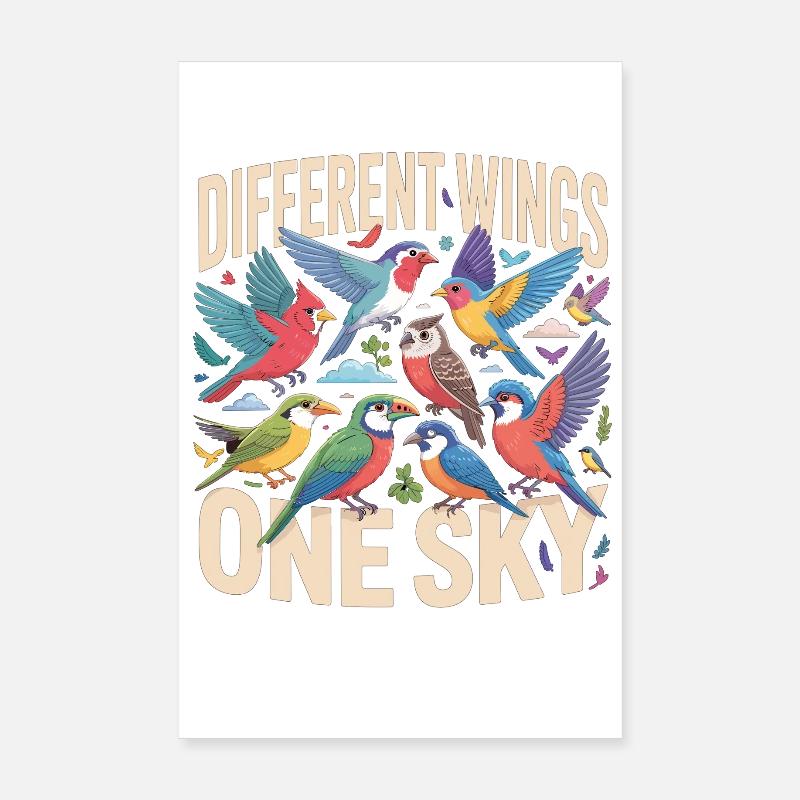 Different Wings One Sky Vogel Poster 20x30 cm