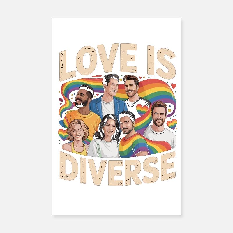 Love Is Diverse Pride Regenbogen Poster 20x30 cm