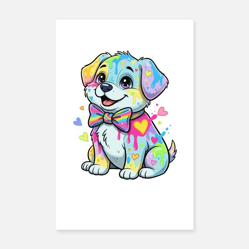 Bunter Welpe mit Regenbogenflecken Poster 20x30 cm