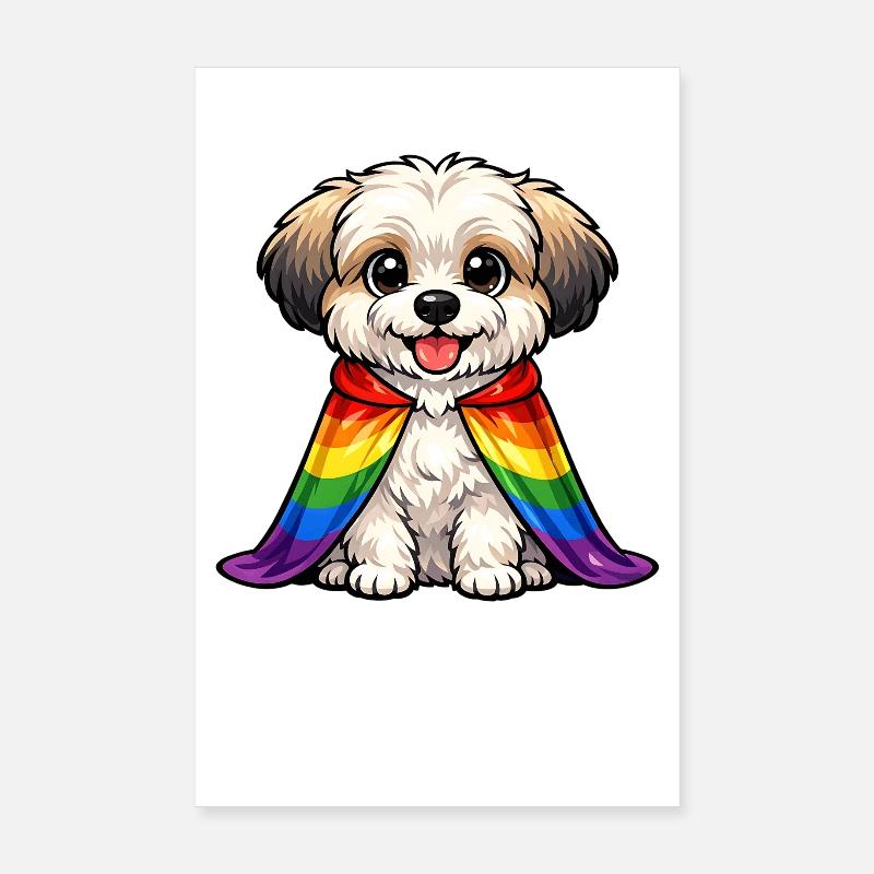 Havanese Pride Dog Rainbow Cloak LGBTQ Poster 8" x 12" (20x30 cm)