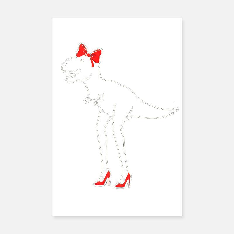Dino Diva with Red High Heels Poster 8" x 12" (20x30 cm)