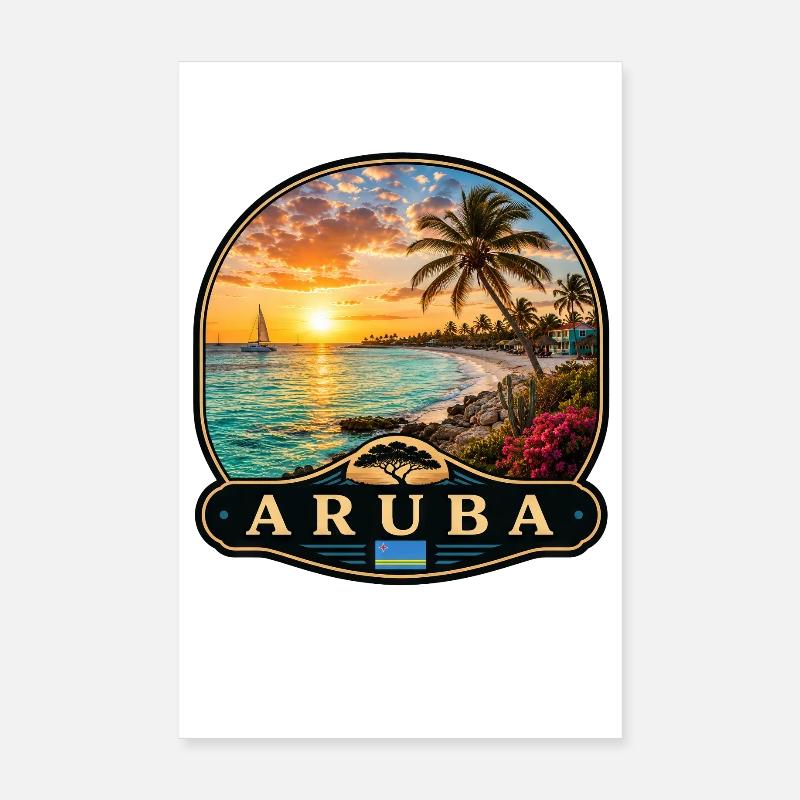 Aruba Eagle Beach Divi Divi Arbre Caribéen Tropical Poster 20 x 30 cm