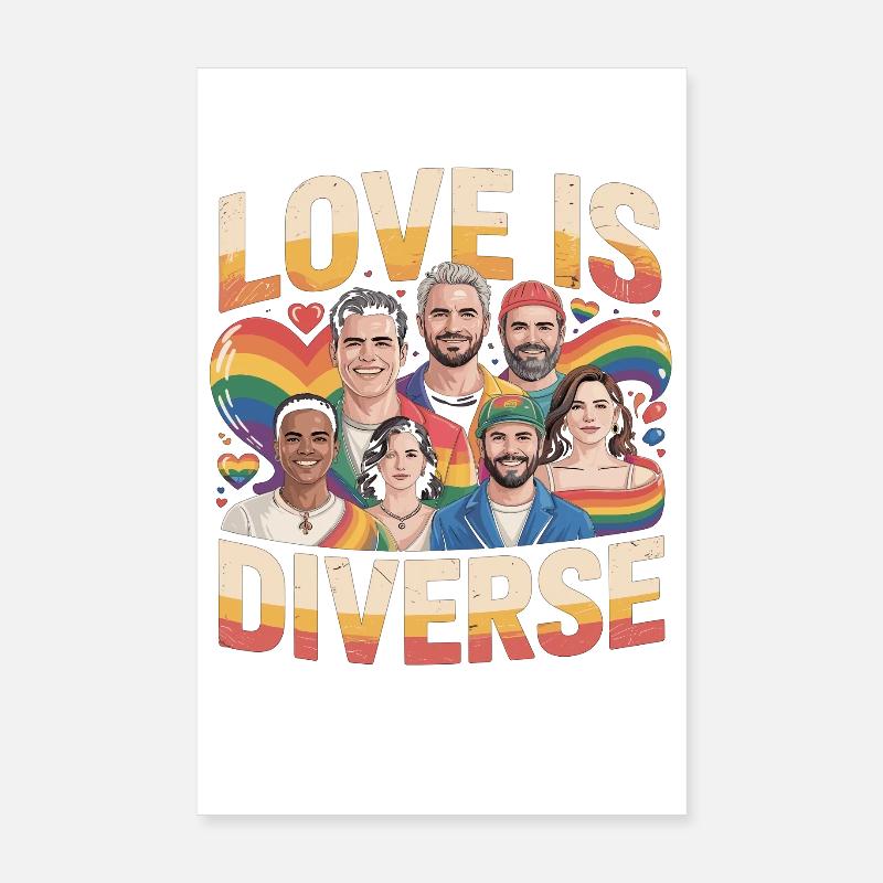 Love Is Diverse Pride Rainbow Poster 8" x 12" (20x30 cm)