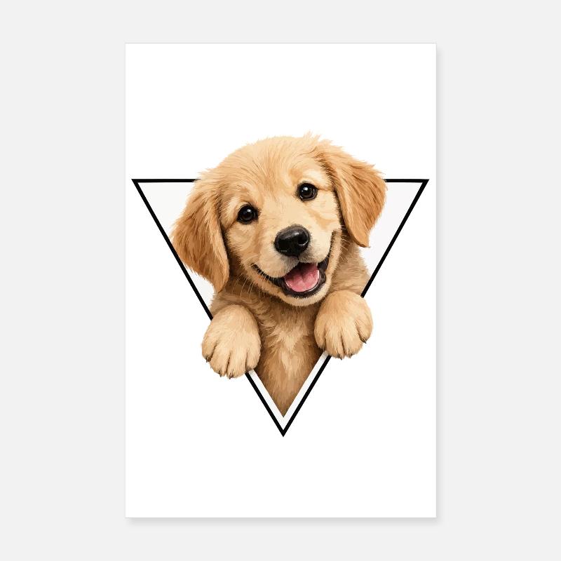 Chien chiot dans un cadre triangulaire Poster 20 x 30 cm