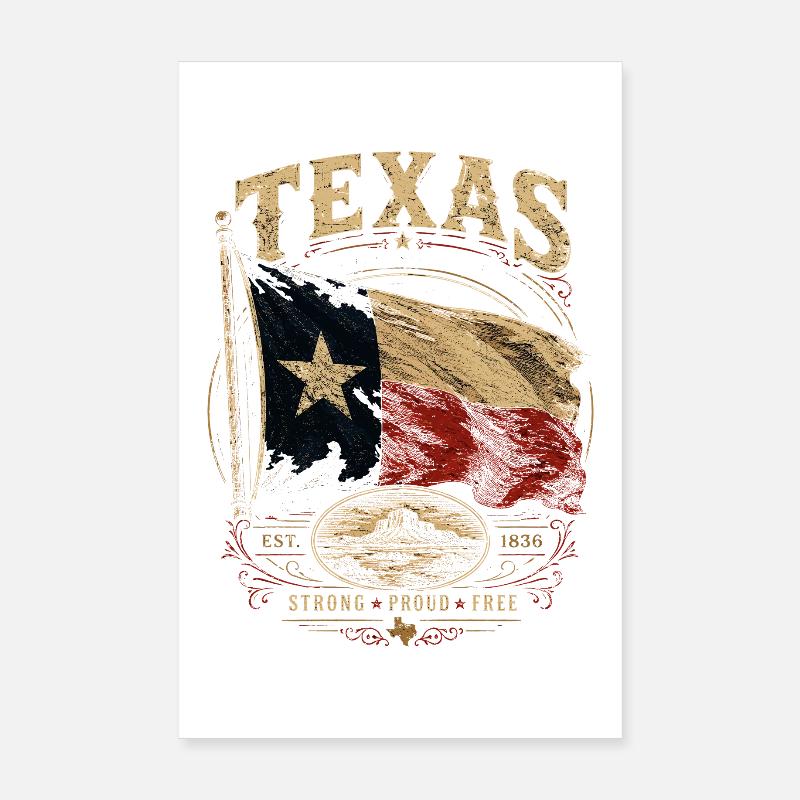 Fierté du drapeau du Texas : Stark & Free Poster 20 x 30 cm