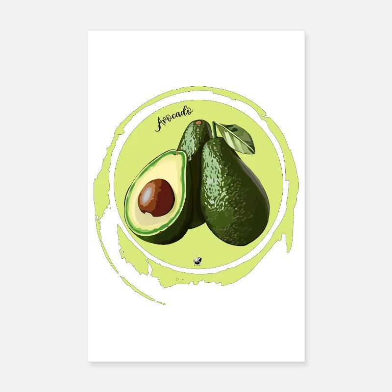Avocado illustration in a circle Poster 8" x 12" (20x30 cm)