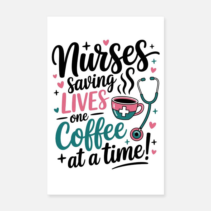 Kaffee rettet Leben Pflegekraft-Design Poster 20x30 cm