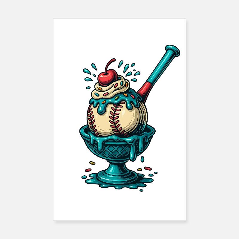 Plaisir Sundae de baseball Poster 20 x 30 cm