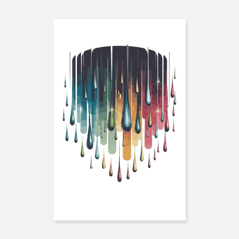 Colorful Paint Drops Rainbow Abstract Colors For Poster 8" x 12" (20x30 cm)