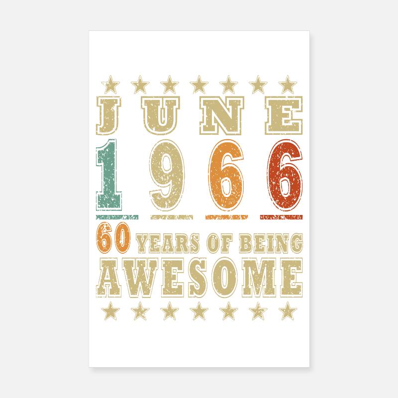60. Geburtstag Juni 1966 Poster 20x30 cm