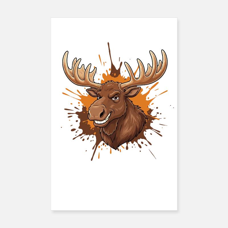 Elchkopf mit Orangenspritzer Poster 20x30 cm