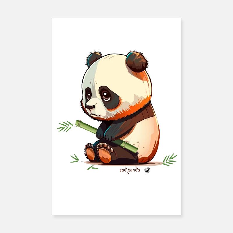 Trauriger Panda mit Bambus Sad Panda Poster 20x30 cm