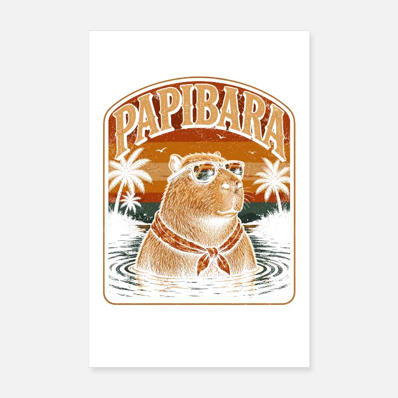 Papibara Surf Summer Poster 8" x 12" (20x30 cm)