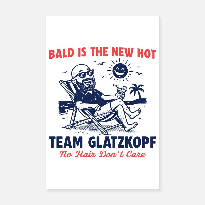 Bald Retro Team Chauve - Pas de cheveux Poster 20 x 30 cm