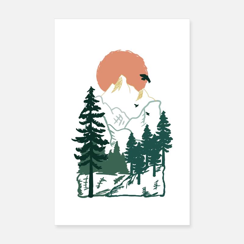 Natur Wald Berg Baum Geschenkidee Poster 20x30 cm