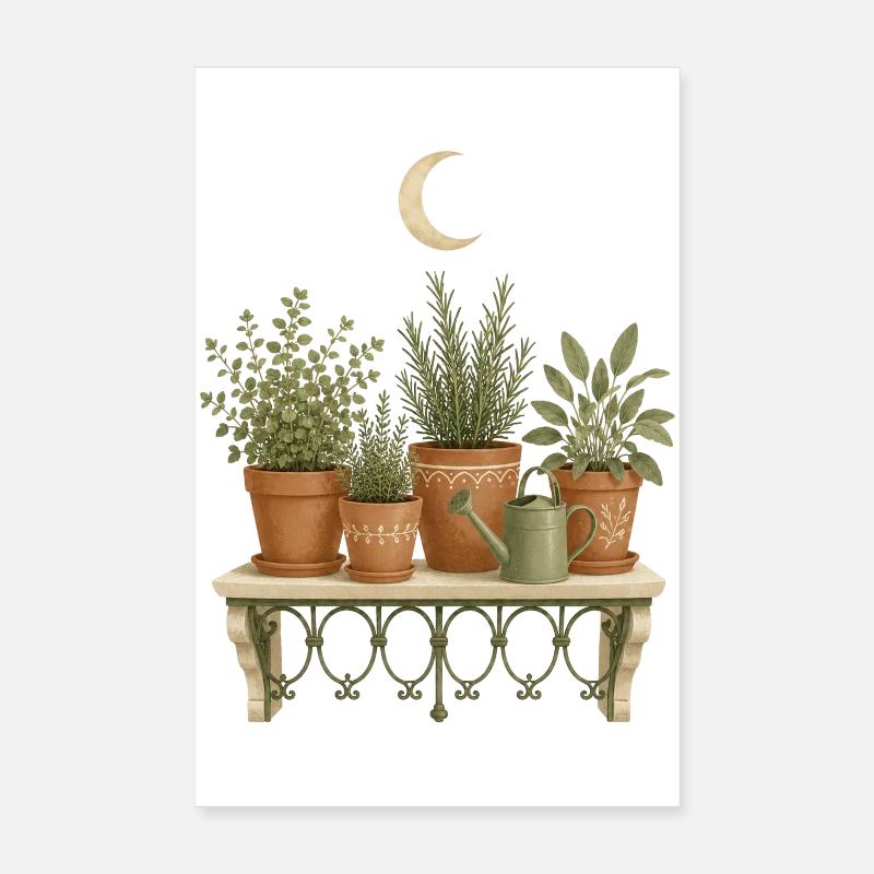 Clair de lune du balcon des herbes Poster 20 x 30 cm