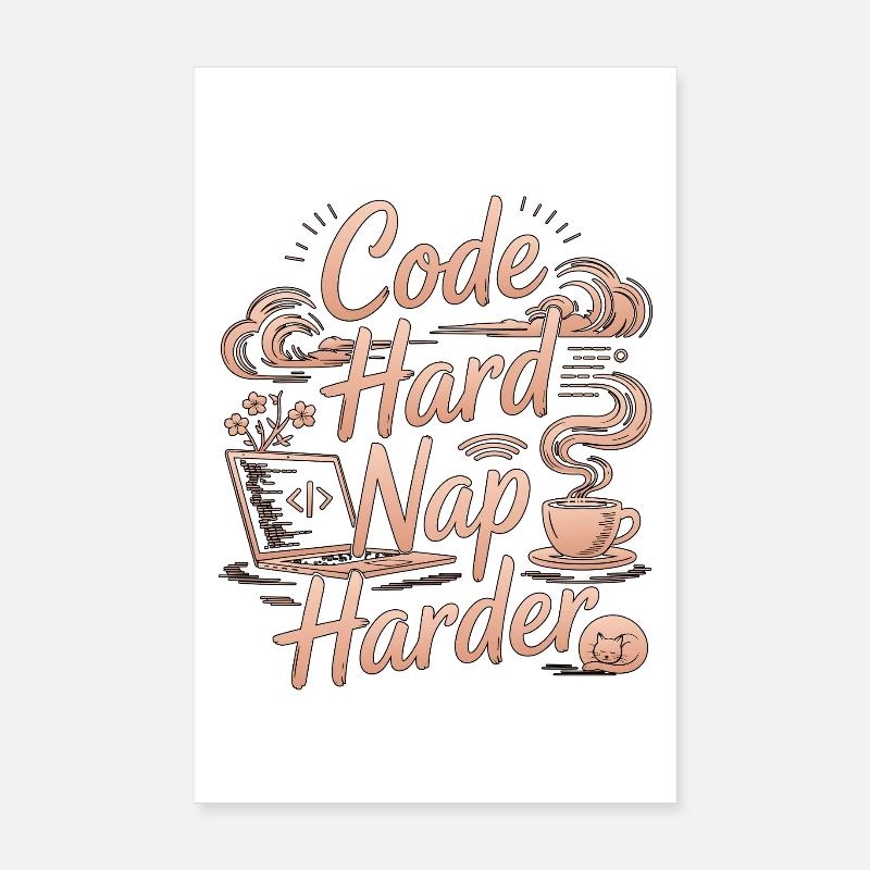 Remote Developer Code Hard Nap Harder Remote Coder Poster 20x30 cm