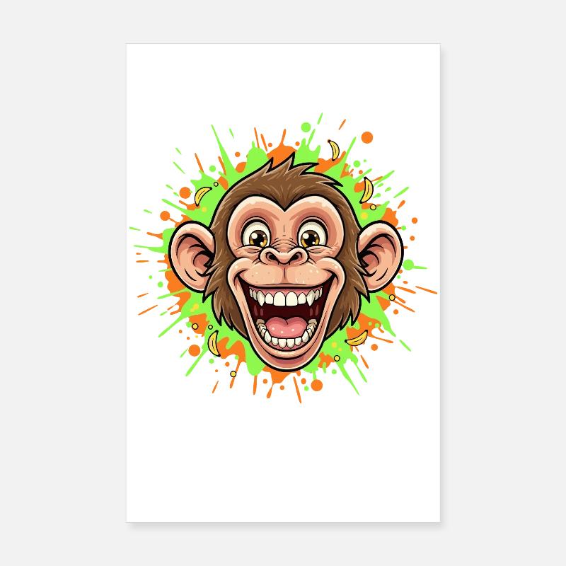 Éclaboussure de néon du singe rieur Poster 20 x 30 cm