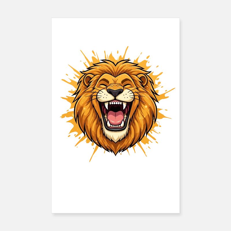 Löwenkopf im Farbschock Poster 20x30 cm