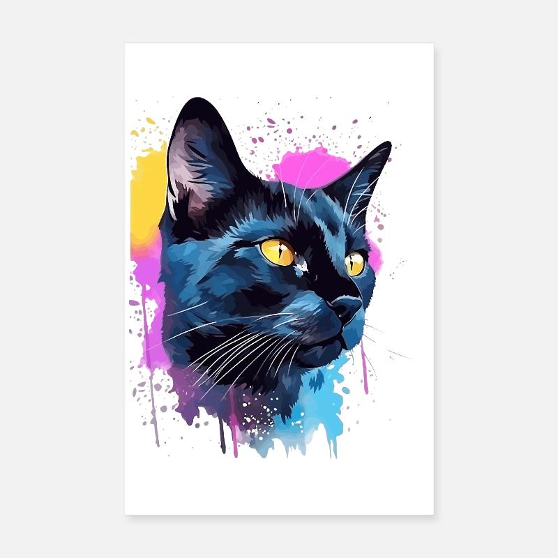Bunte Bombay-Katzengesicht-Splash-Kunst Poster 20x30 cm